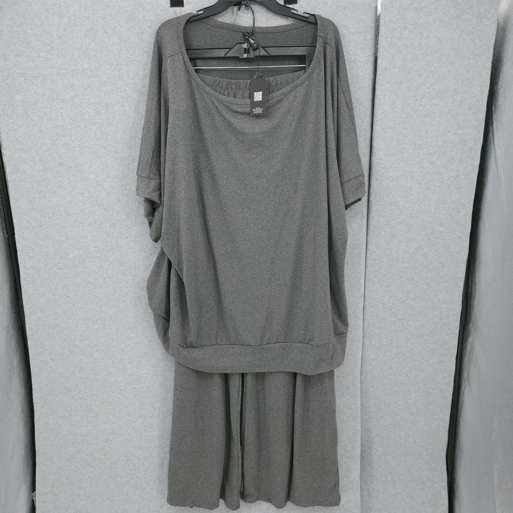 24Seven 2PC Comfort Apparel Boat‎ Neck Wide Leg Gray Shirt Pants Womens 4X NWT